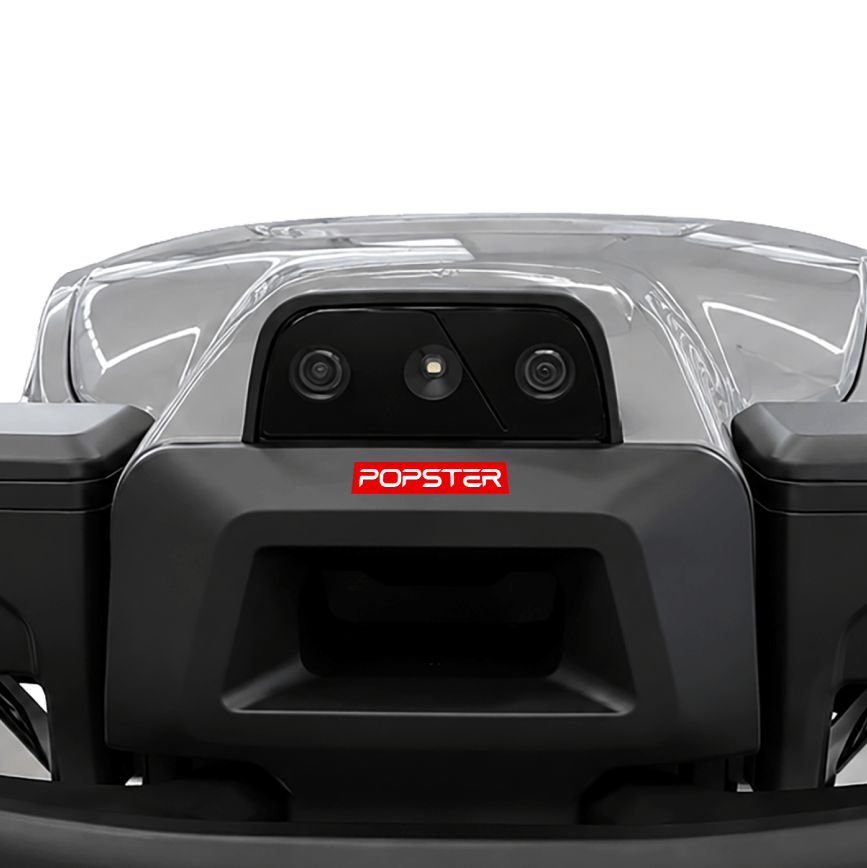 Face avant du robot Popster, ses capteurs de vision bien visibles